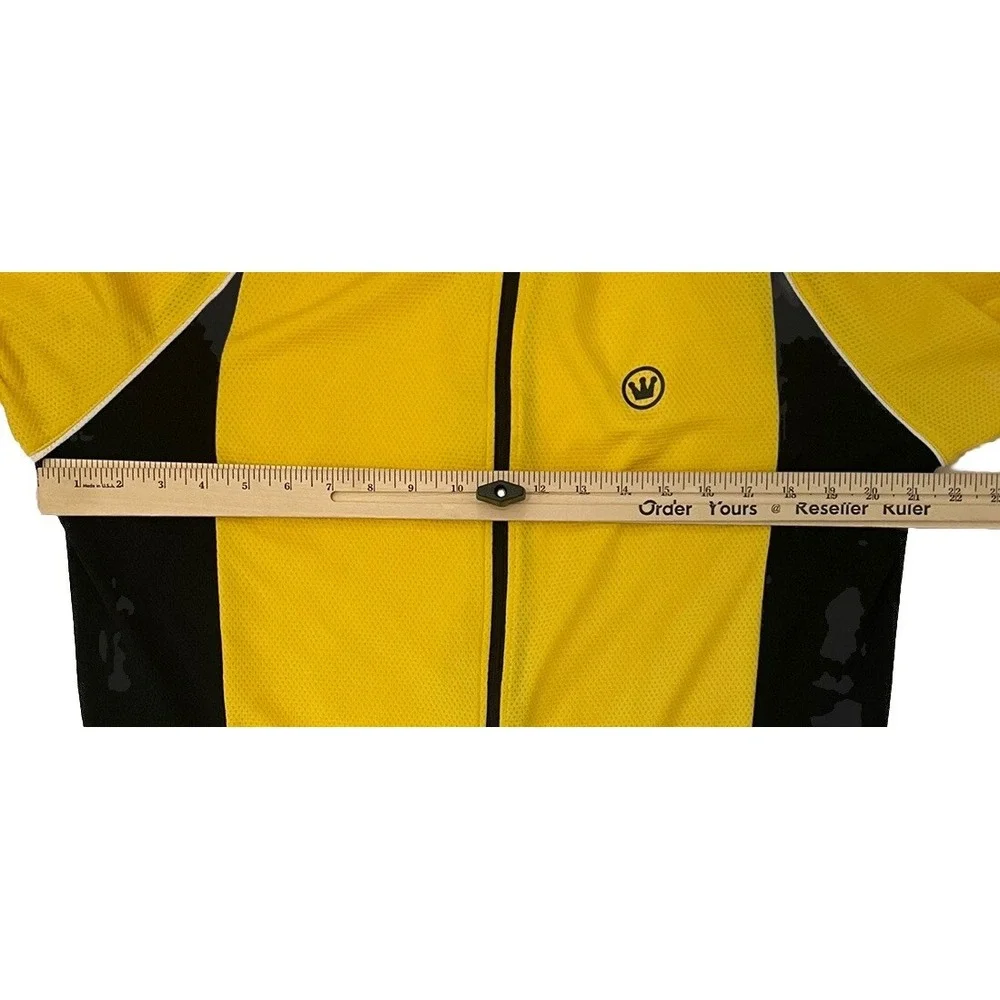 Canari Full Zip Short Sleeve Cycling Jersey Neon Yellow Men's Size Large - Picture 3 of 6
